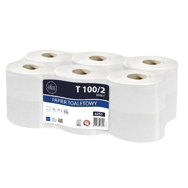 Papier toaletowy JUMBO biały celuloza 100m ELLIS COMFORT 2 warstwo (6255) A’12/60 WOR PALETA