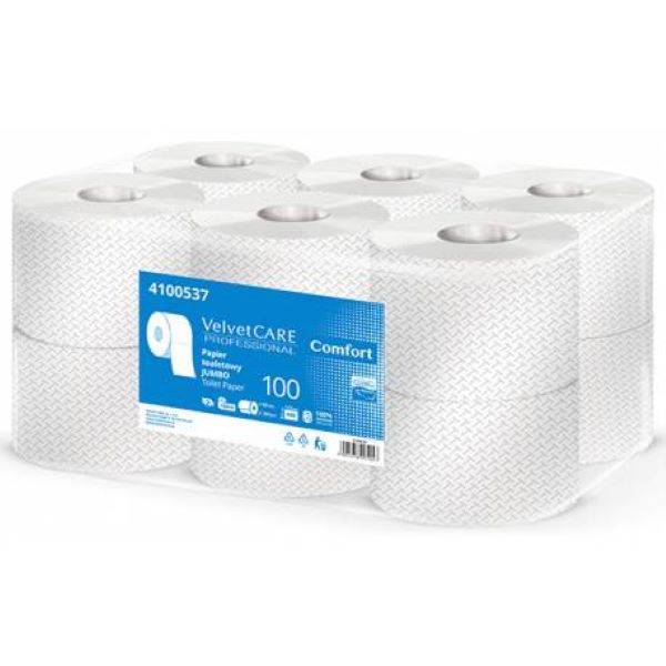 Papier toaletowy JUMBO biały celuloza 100m VELVET CARE COMFORT 2 warstw (4100537) A’12, 40 wor/paleta